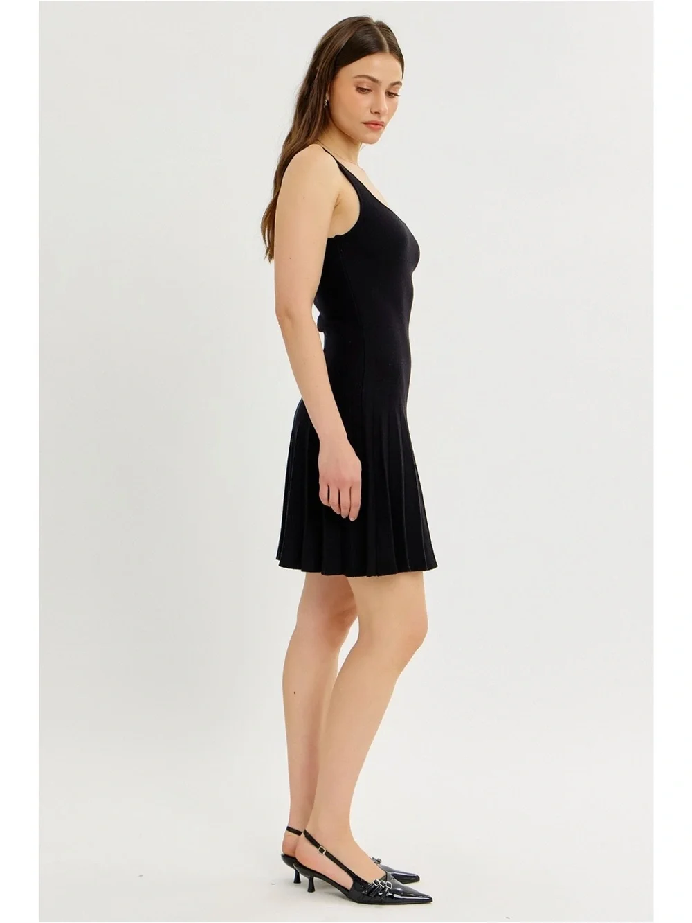 Pleated Knit Tank Dress - - Picture 2 of 11